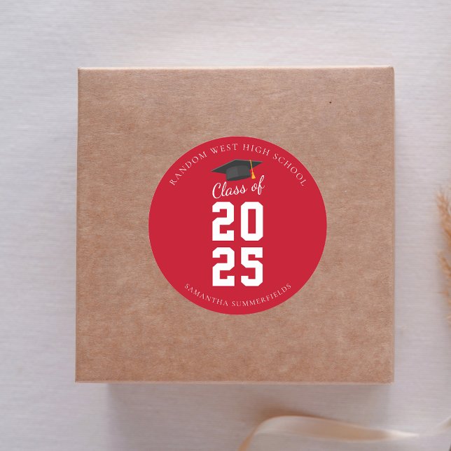 Sticker Rond Simple Moderne Fête de Remise des Diplômes 2026 (Simple Modern Graduation 2025 Grad Party Classic Round Sticker)