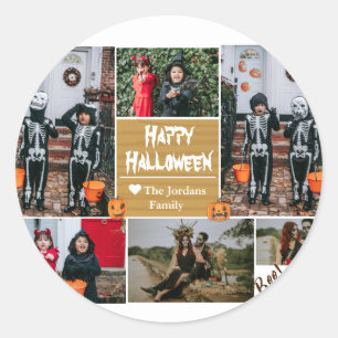 Sticker Rond Simple moderne Happy Halloween photo collage famil