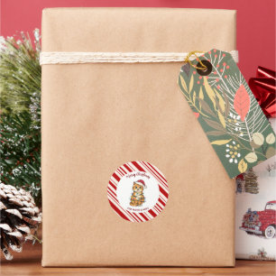 Sticker Rond Simple moderne joyeux Noël chaton patte CatMAS