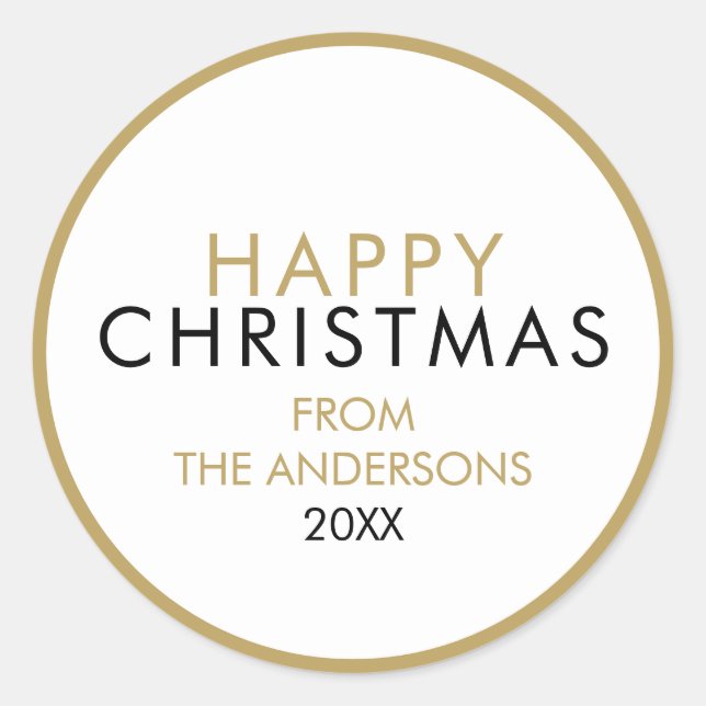 Sticker Rond Simple moderne Joyeux Noël Nom de famille (Devant)