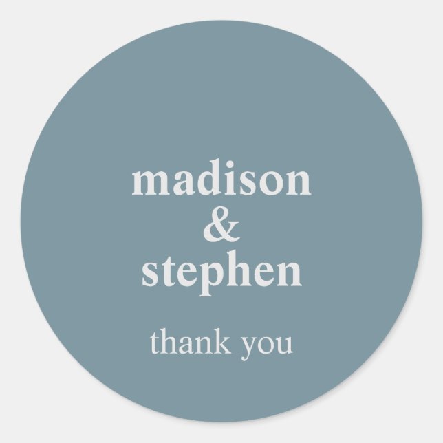 Sticker Rond Simple Moderne Mariage Bleu Poussiéreux Typographi (Devant)
