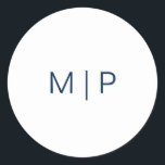 Sticker Rond Simple Moderne Mariage Monogramme Bleu Marine<br><div class="desc">Autocollant de mariage simple et moderne avec votre monogramme dans une police sans serif bleu marine sur fond blanc. Les couleurs de la police et du fond peuvent être modifiées selon vos souhaits. Un design simple et minimaliste qui reste élégant et stylé. Utilisez ces autocollants pour sceller vos enveloppes ou...</div>