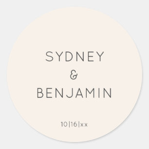 Sticker Rond Simple Moderne Minimaliste Ivoire Mariage Personna
