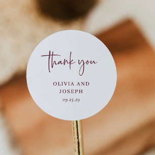 Sticker Rond Simple Moderne Minimaliste Mariage Blanc et Bour