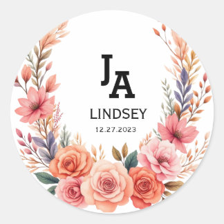 Sticker Rond Simple Moderne Minimaliste Mariage Classique Rond