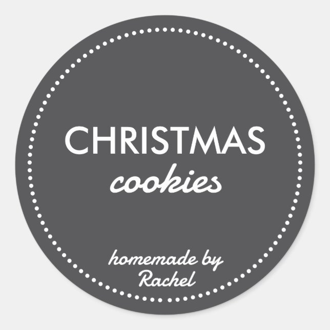 Sticker Rond Simple moderne Noir fait maison Cookies de Noël (Devant)