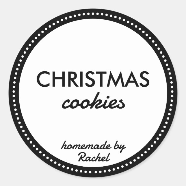 Sticker Rond Simple moderne Noir fait maison Cookies de Noël (Devant)