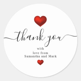Sticker Rond Simple moderne Red Heart Mariage blanc