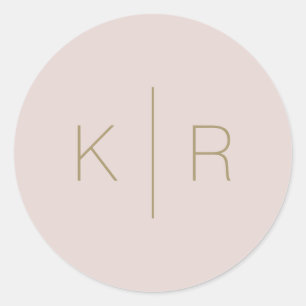 Sticker Rond Simple moderne rose beige Mariage