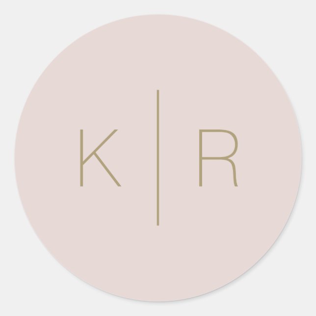 Sticker Rond Simple moderne rose beige Mariage (Devant)