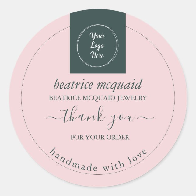Sticker Rond Simple moderne rose vierge Votre logo (Devant)