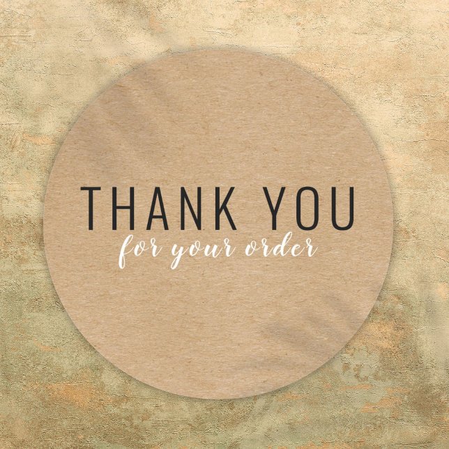 Sticker Rond Simple Moderne Rustique Merci Client (Simple Modern Rustic Customer Thank You Classic Round Sticker)