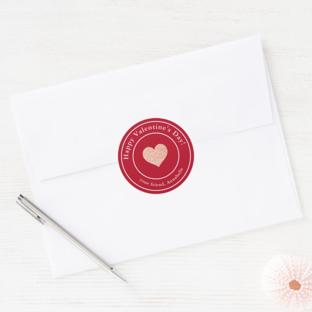 Sticker Rond Simple Moderne Saint-Valentin pour Enfants en Clas (Enveloppe)