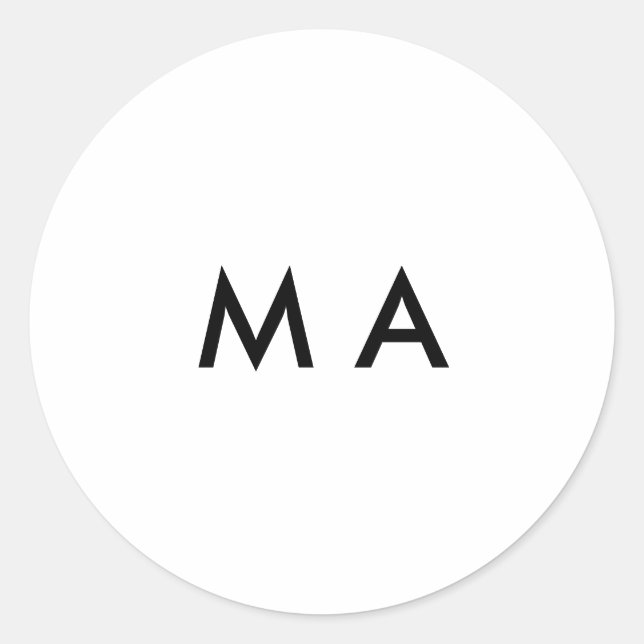 Sticker Rond Simple monogramme ajouter votre nom lettre man min (Devant)