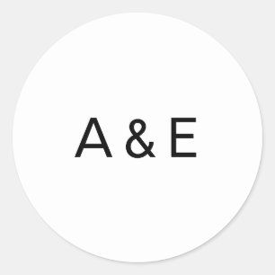 Sticker Rond Simple Monogramme de Mariage à l'Empattement Noir