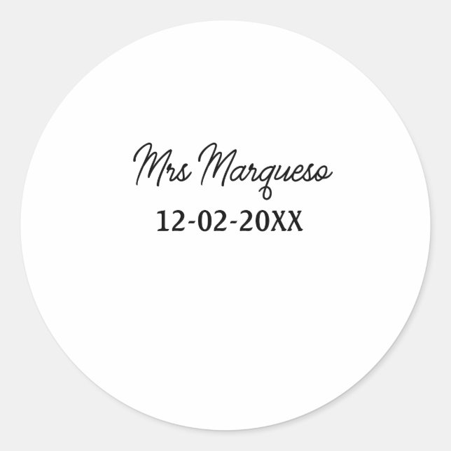 Sticker Rond simple monogramme minimal Mme M. nom date année Th (Devant)
