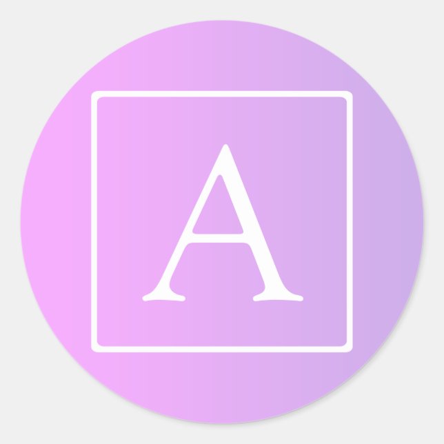 Sticker Rond Simple Monogramme | Ombré Rose/Violet Subtil (Devant)