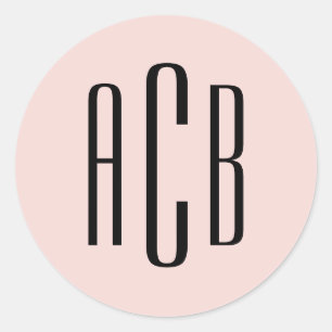 Sticker Rond Simple Monogramme Trois Lettres en Rouge Légère et