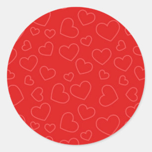 Sticker Rond Simple Motif de coeur rouge