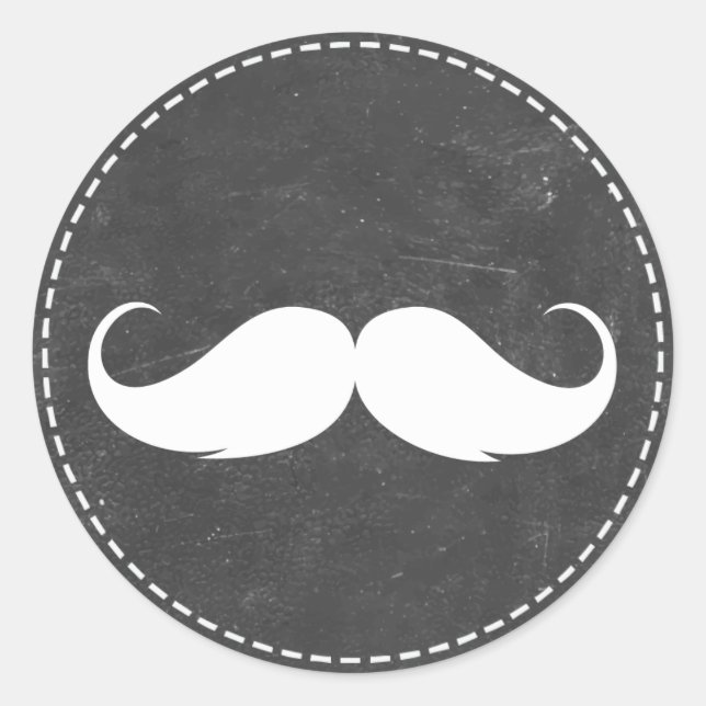 Sticker Rond Simple Mustache Chalkboard Baby shower Faveurs (Devant)