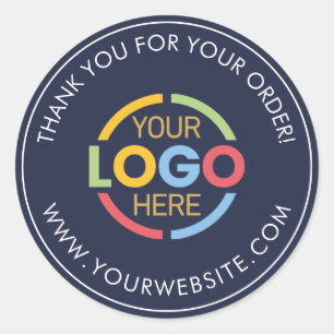 Sticker Rond Simple Navy Blue Custom Business Logo promotionnel