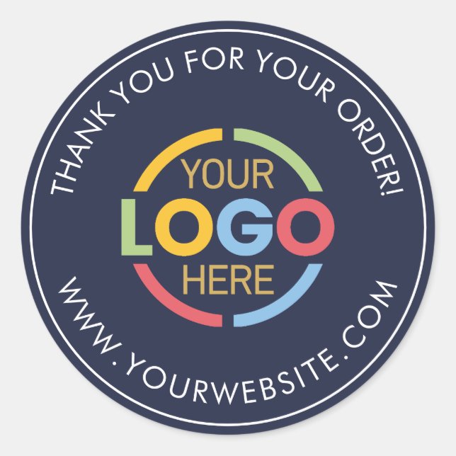 Sticker Rond Simple Navy Blue Custom Business Logo promotionnel (Devant)