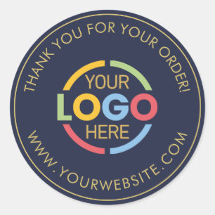 Sticker Rond Simple Navy Blue Custom Business Logo promotionnel