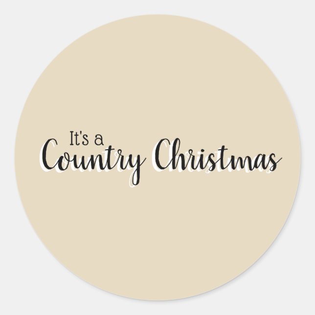 Sticker Rond Simple Noël de campagne beige  (Devant)