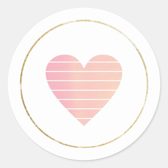 Sticker Rond simple petit coeur rose minimaliste amoureux (Devant)