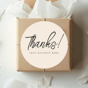 Sticker Rond Simple petite entreprise beige merci