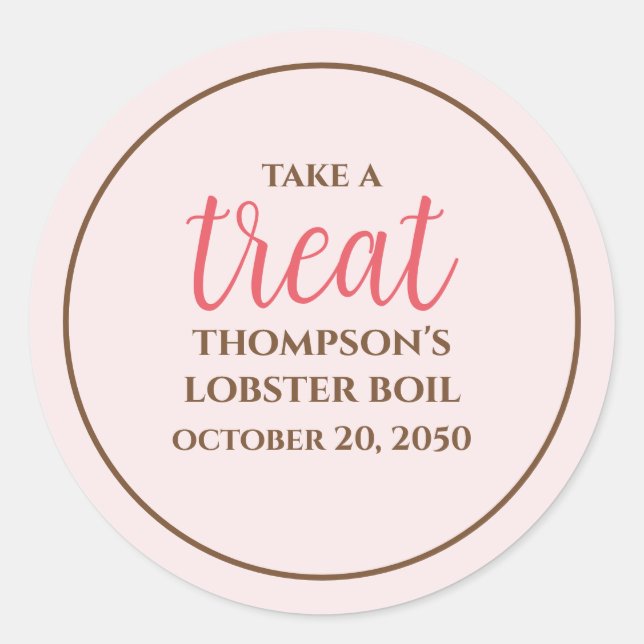 Sticker Rond Simple Pink WhimsScript amusant Soin Fun Party (Devant)