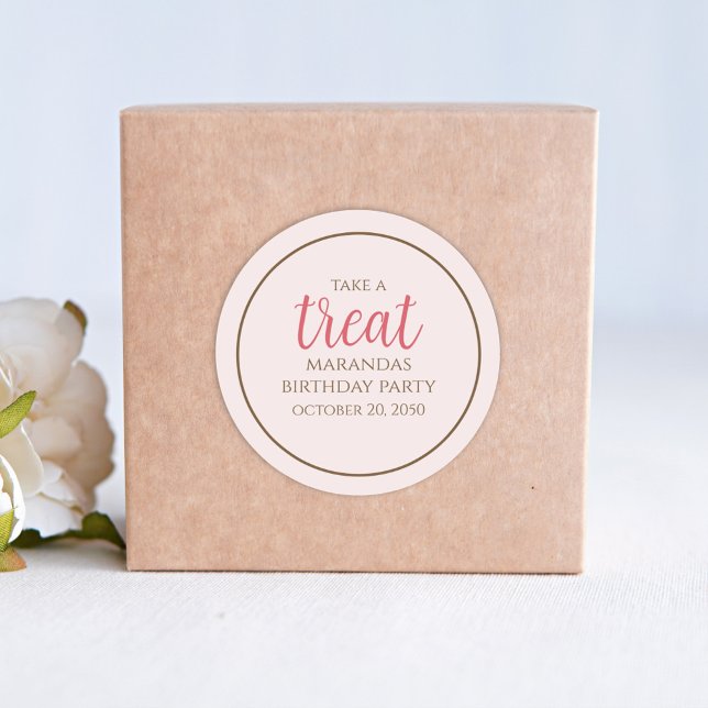 Sticker Rond Simple Pink WhimsScript amusant Soin Fun Party (Créateur téléchargé)