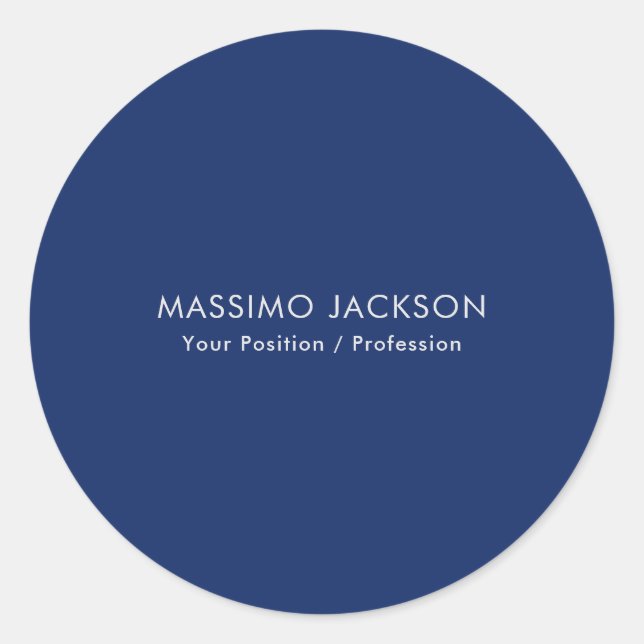 Sticker Rond Simple Plain Minimalist Elegant Modern Blue (Devant)