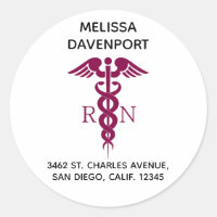 Simple Red Caduceus Infirmière inscrite Adresse