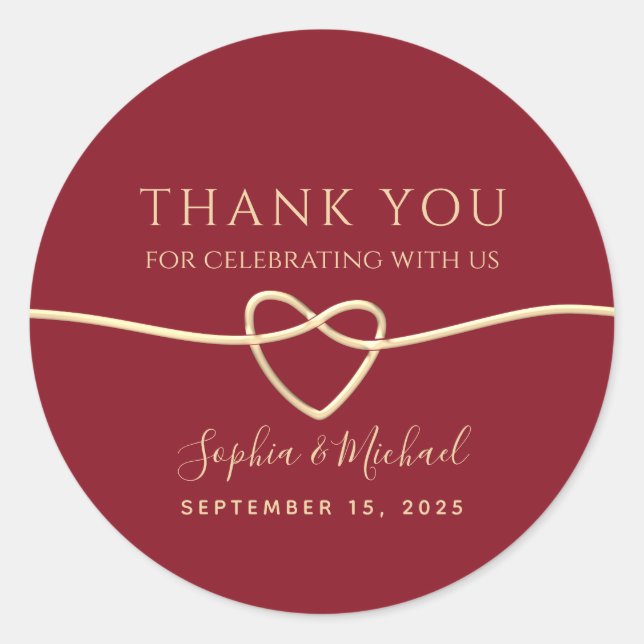 Sticker Rond Simple Red Calligraphie Mariage Remerciement (Devant)