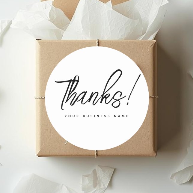 Sticker Rond Simple remerciement blanc pour petite entreprise  (Créateur téléchargé)