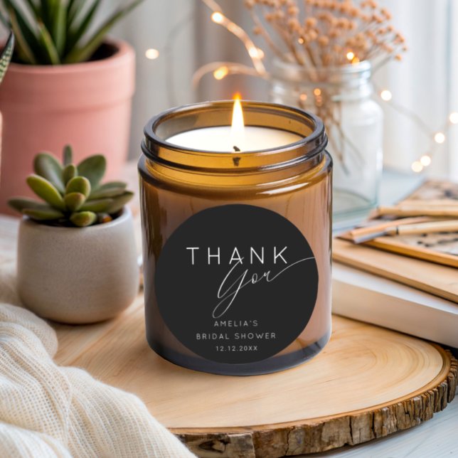 Sticker Rond Simple remerciement Mariage Shower noir et blanc  (Créateur téléchargé)