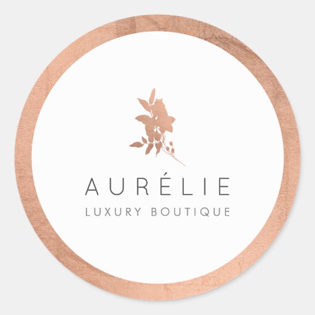 Sticker Rond Simple Rose Gold Florale Luxe Boutique (Devant)
