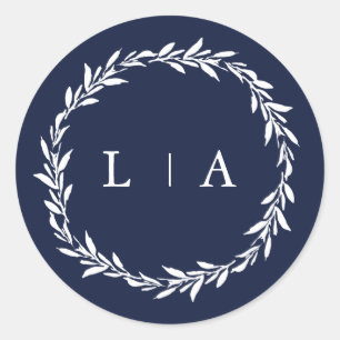 Sticker Rond Simple Rustique Marine Bleu Vert moderne