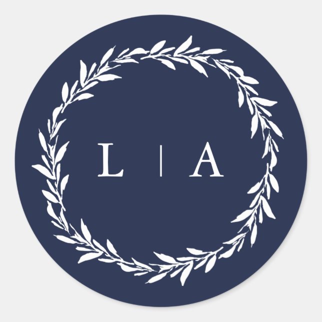 Sticker Rond Simple Rustique Marine Bleu Vert moderne (Devant)