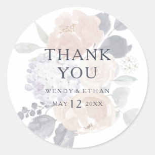 Sticker Rond Simple Rustique Merci Floral Mariage Faveur