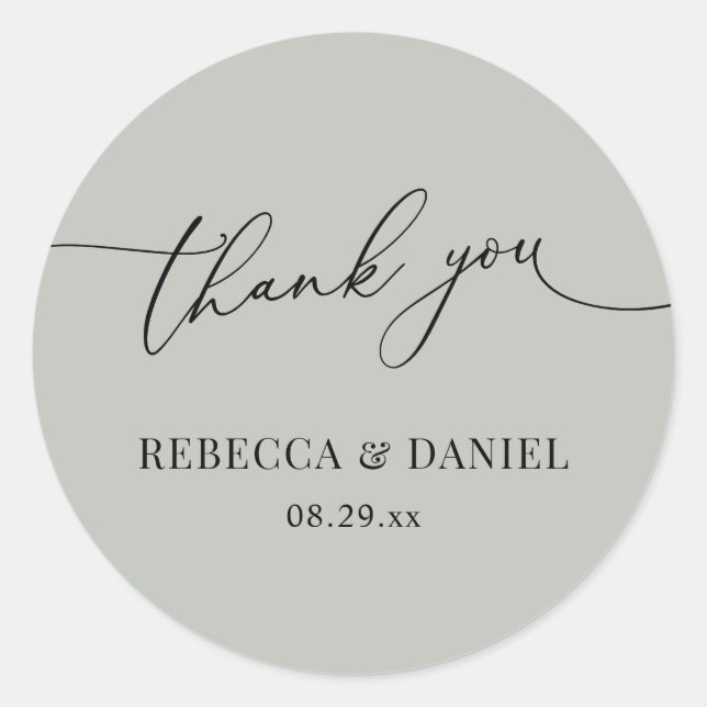 Sticker Rond Simple rustique Sage Green favorise le Merci (Devant)