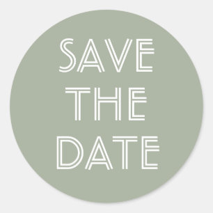 Sticker Rond Simple Sage Green Enregistrer L'Autocollant Date