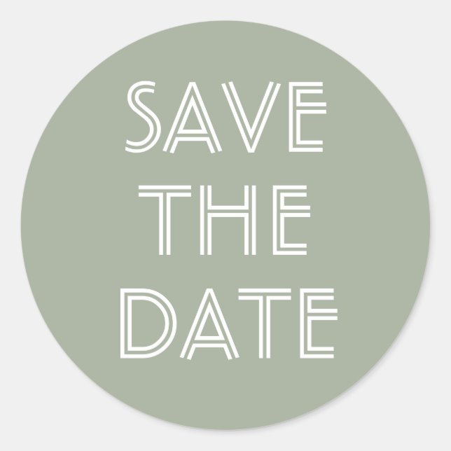 Sticker Rond Simple Sage Green Enregistrer L'Autocollant Date (Devant)