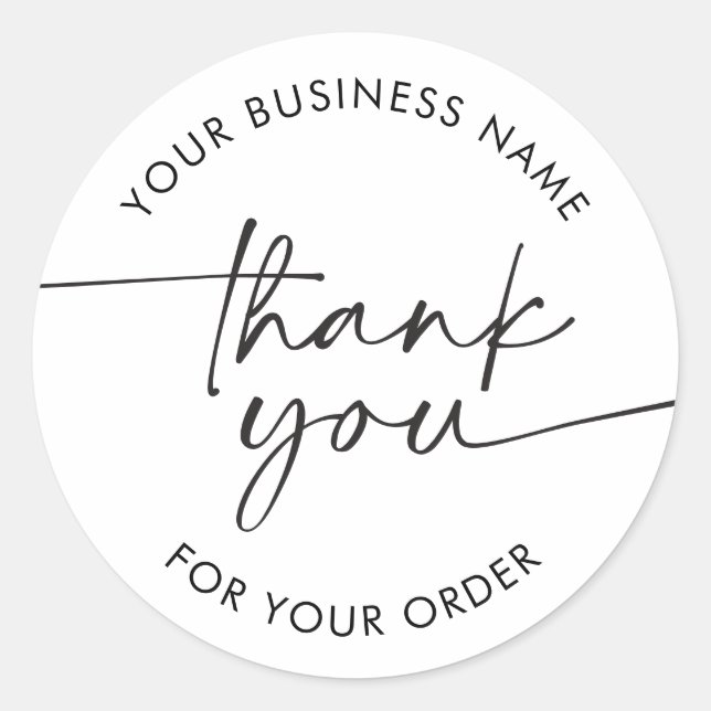 Sticker Rond Simple Script de remerciement Entreprise moderne  (Devant)