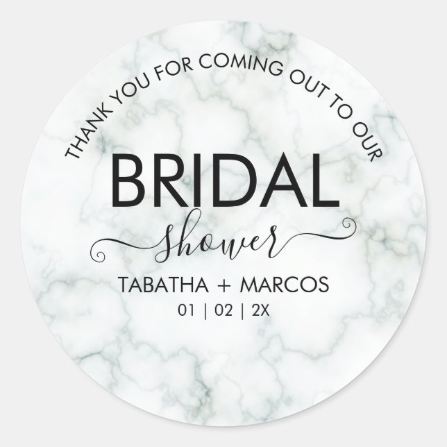 Sticker Rond Simple Script Élégant de Mariée pour Baby Shower (Devant)