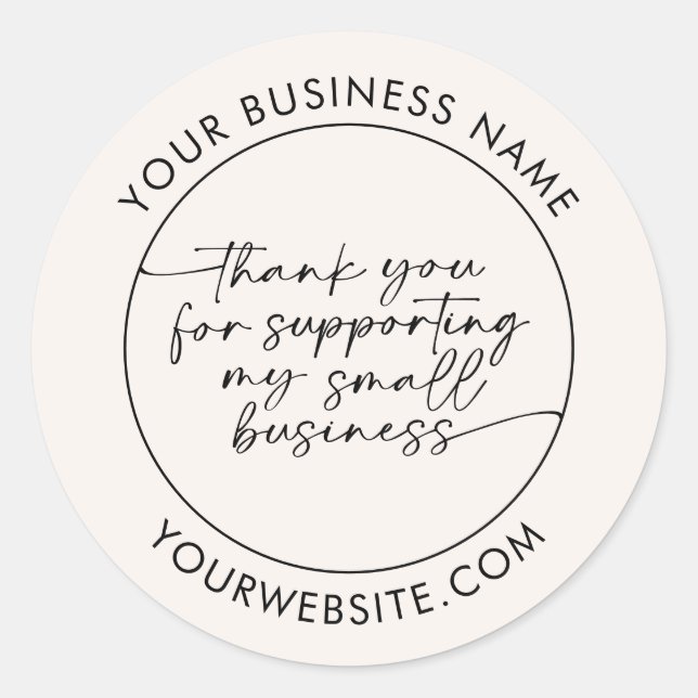 Sticker Rond Simple Script Manuscrit de Remerciement Client  (Devant)
