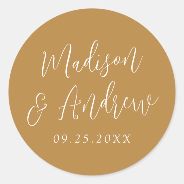 Sticker Rond Simple Script Mariage personnalisé Ocbre (Devant)
