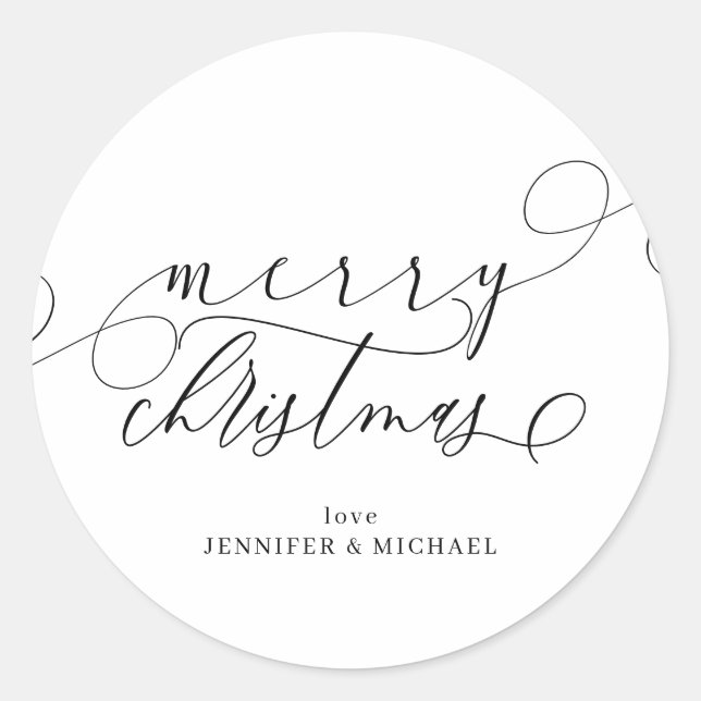 Sticker Rond Simple Signature Joyeux Noël (Devant)