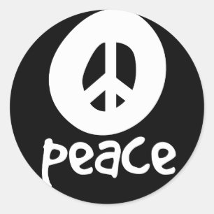 Sticker Rond Simple signe de paix noir